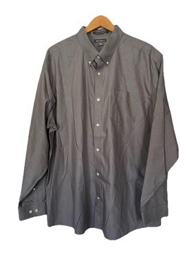 Eddie Bauer Button Down Shirt Wrinkle Free Relaxed Fit Blue Cotton Men’s 2XL